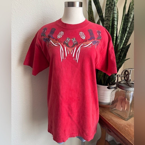 Single Stitch Cowboy Boot Graphic Tee USA Made Fruit of Loom see description‎ - Picture 2 of 10